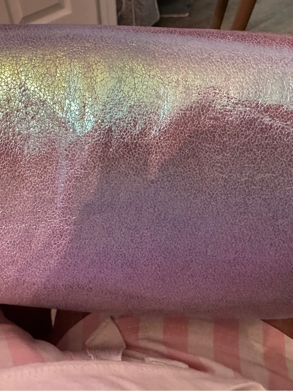 Puma Iridescent Pink Silver Bag with Black Logo makeup new